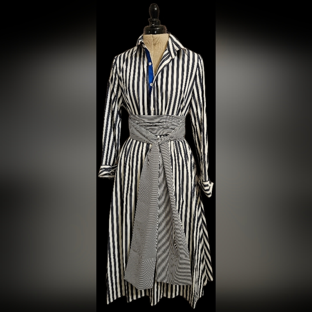 Elegant Striped Long Sleeve Dress